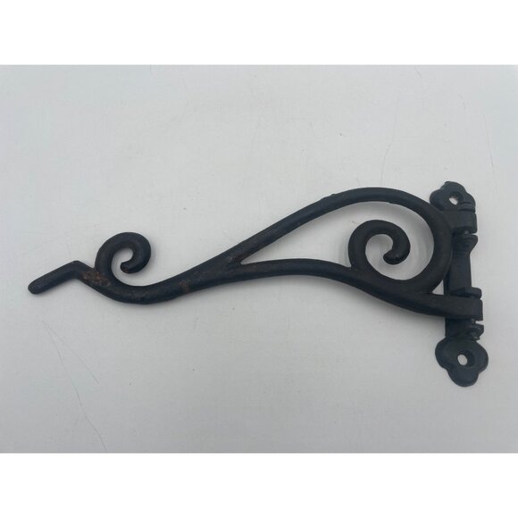 Vintage Iron Decorative Door Hinge With Scroll Design 12 Inches Length Black Fin - Picture 2 of 4